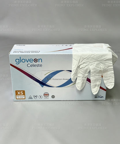 150FC CELESTE NITRILE GLOVE P.F. 200 WHITE